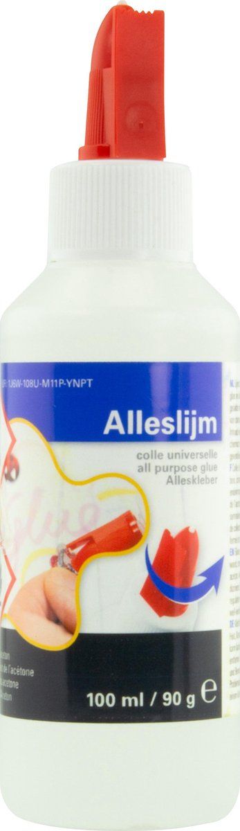Alleslijm Kangaro 100 ml PVAc Fles met Lijmspatel Rood