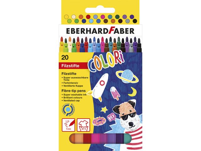Eberhard Faber Viltstiften  Uitwasbaar  20 Kleuren