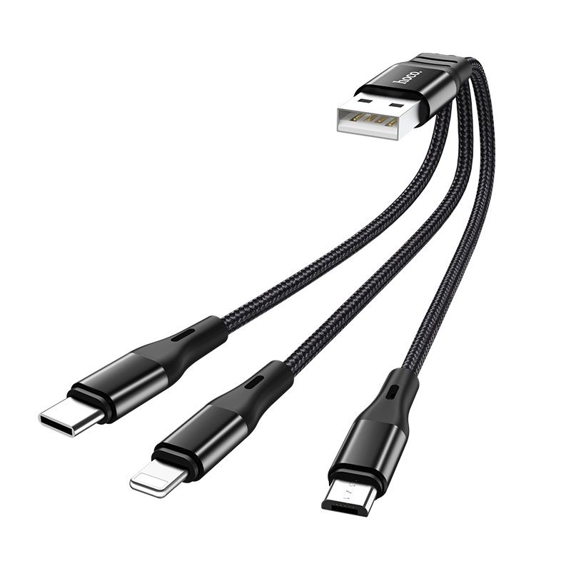 Hoco 3-in-1 Kabel Lightning+Micro+USB-C (0 25 meter)