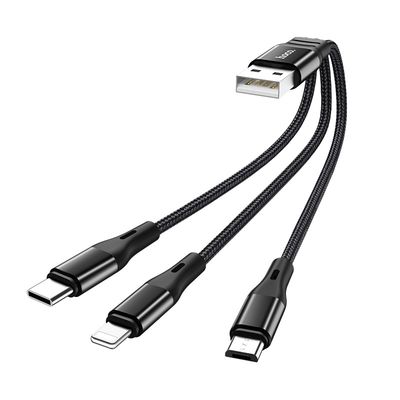 Hoco 3-in-1 Kabel Lightning+Micro+USB-C (0 25 meter)