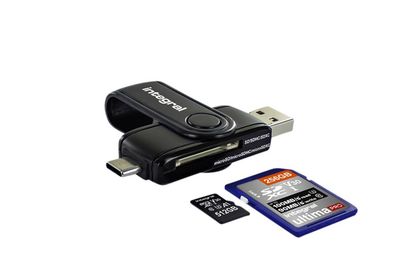 Integral Dual-Slot SD/MicroSD naar USB 3.1/USB-C Kaartlezer