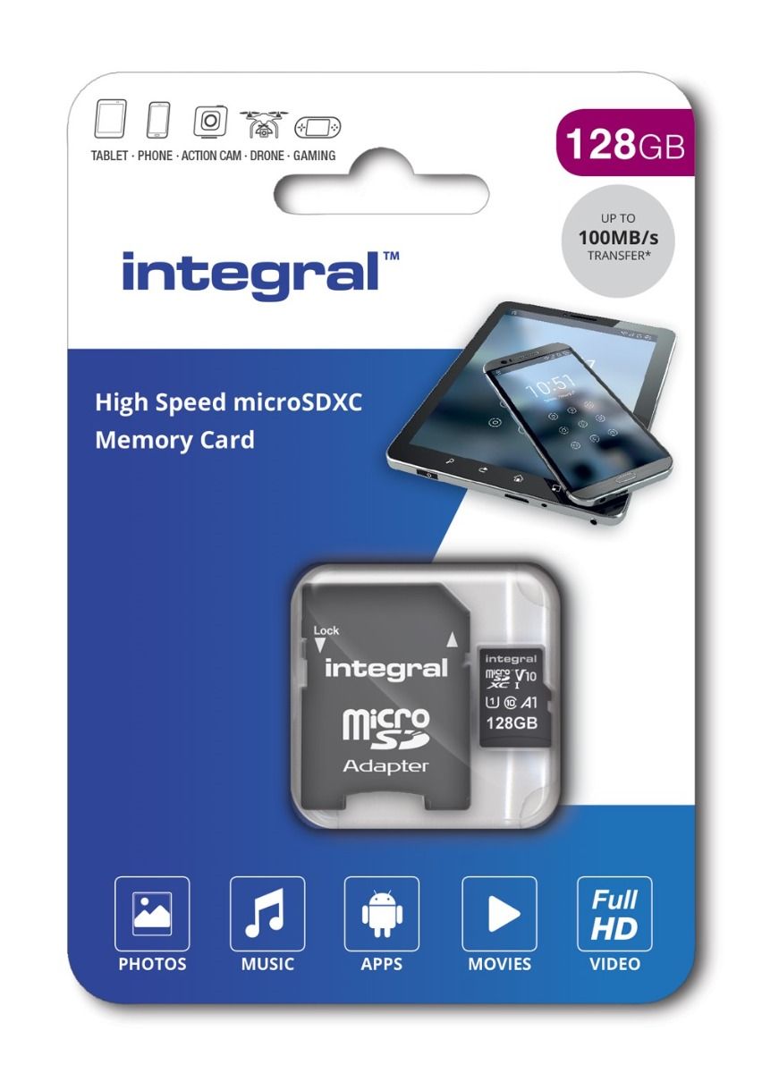 Integral 128GB Micro SDXC V30 100 MB/s - Incl. Adapter