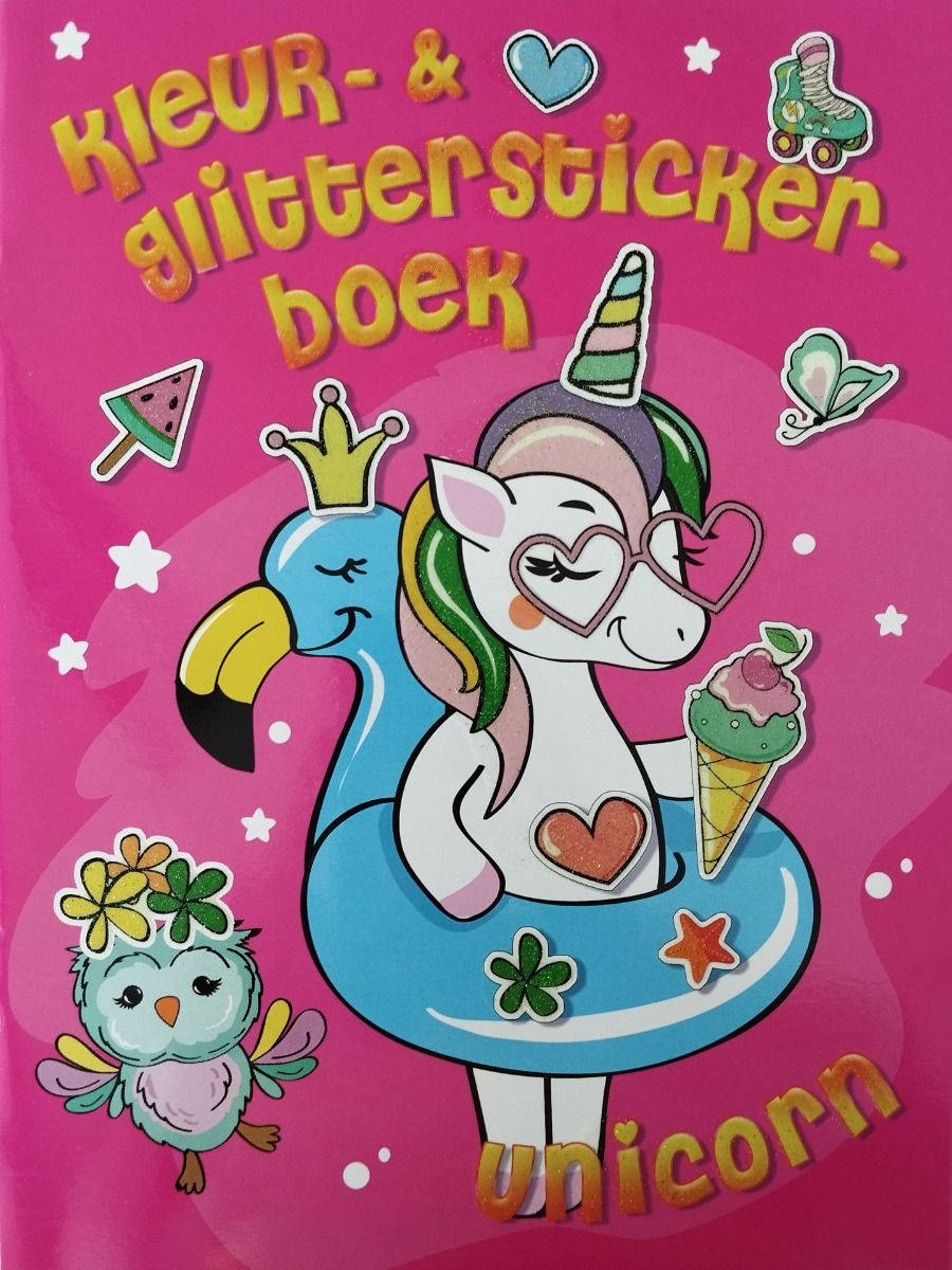 Unicorn kleur- en stickerboek