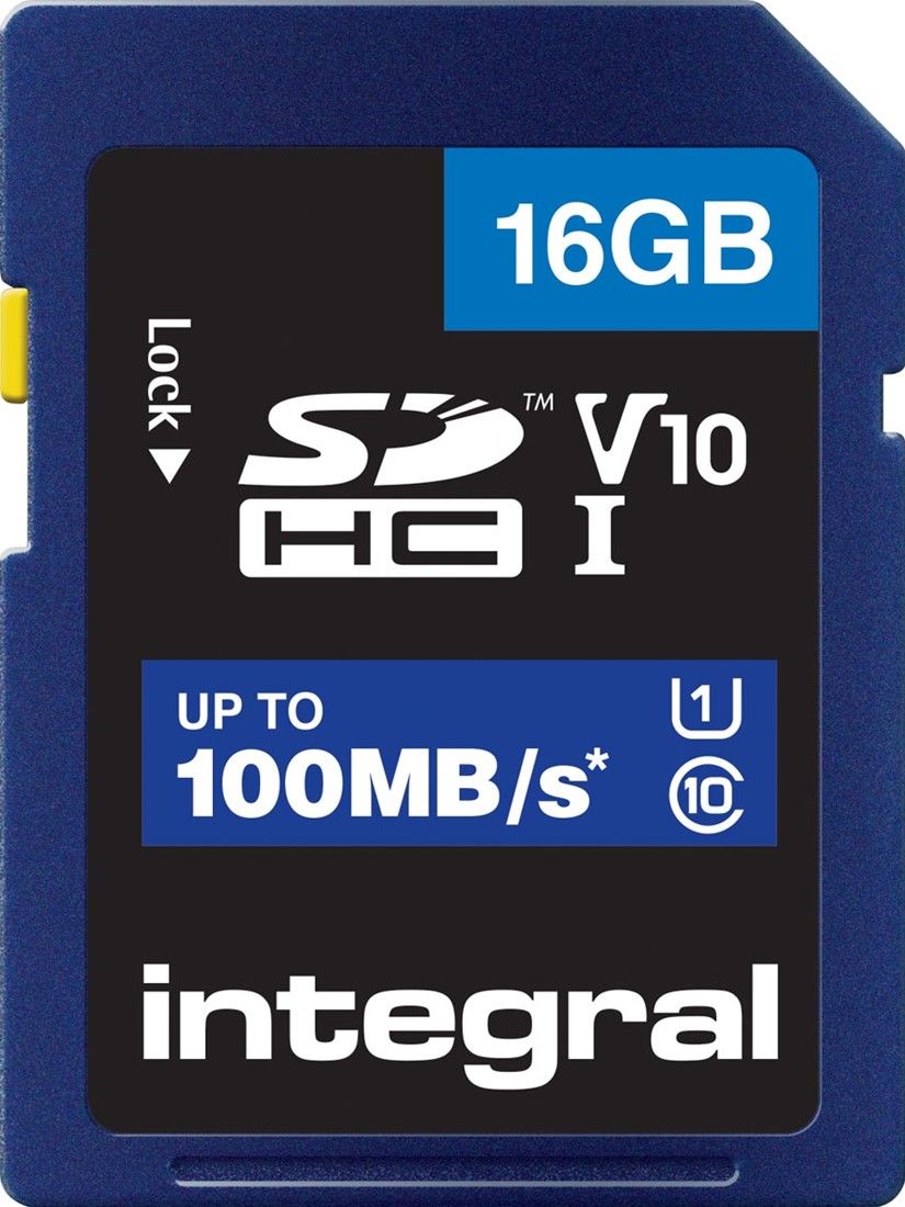 Integral SDHC 16GB V10 UHS-I Geheugenkaart 100 MB/s