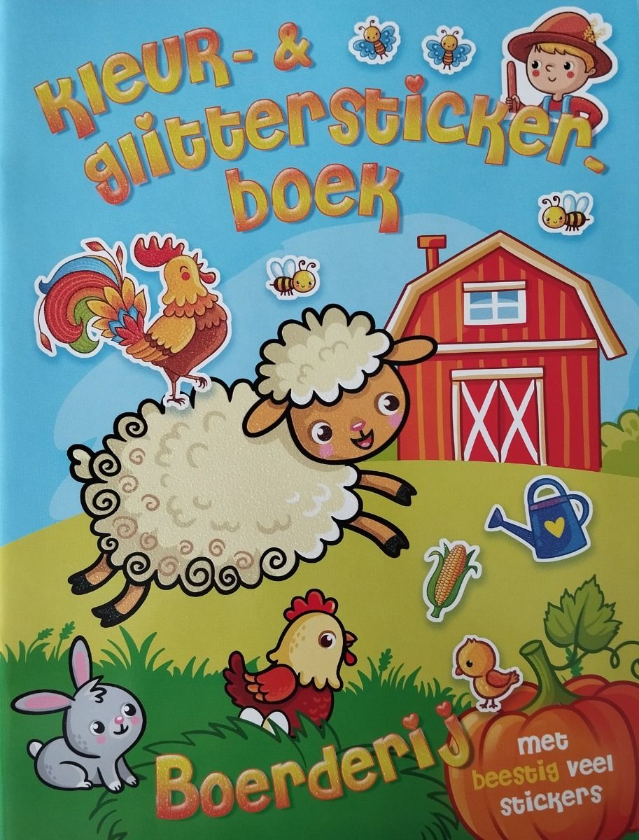 Kleur- en glitterstickerboek boerderij