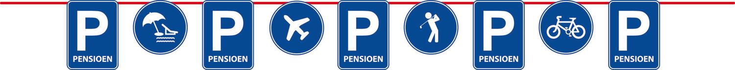 Pensioen Parkeerbord Vlaggenlijn - 10 meter