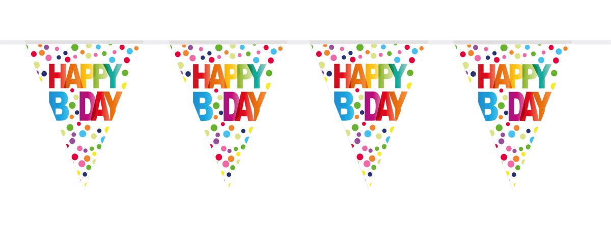 Happy Birthday Stippen Vlaggenlijn - 10 meter