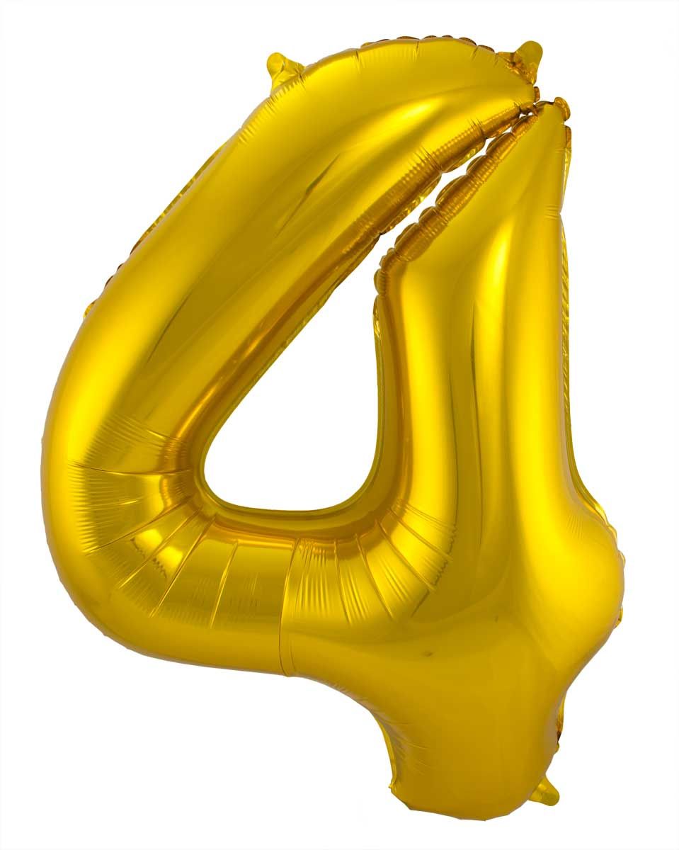 Gouden Folieballon Cijfer 4 - 86 cm