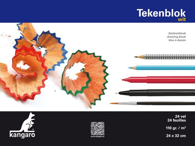 Tekenblok Kangaro A4+ (24 x 32 cm) 110 Gram 24 Vel Wit