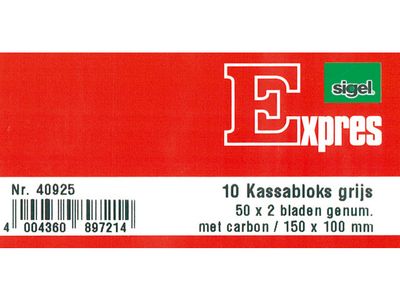 Kassablok Sigel Expres - Grijs Met Carbon - 150x110mm - 2x50 Blad