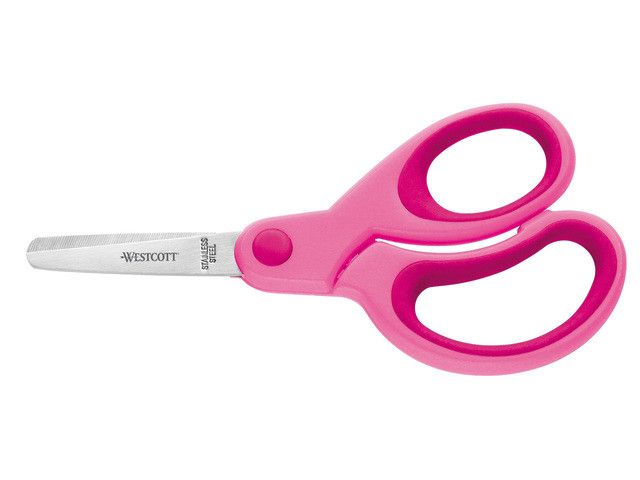 Schaar Westcott Kids 13cm  Softgrip  Ronde Punt Roze