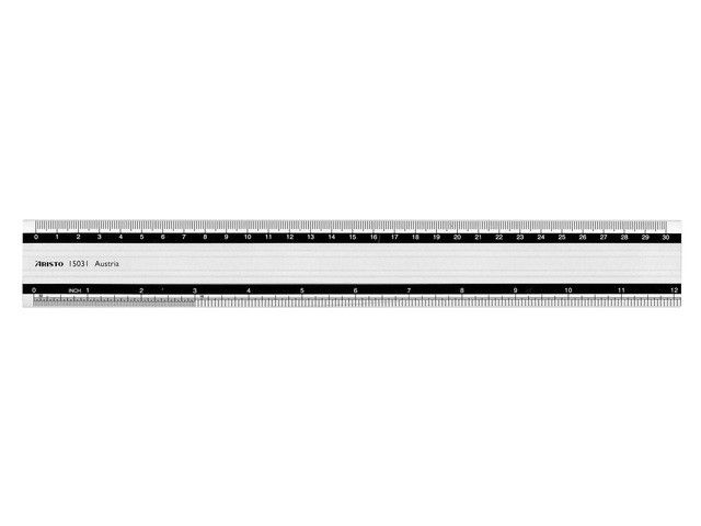 Liniaal Aristo 30cm  Aluminium met Rubber Inleg