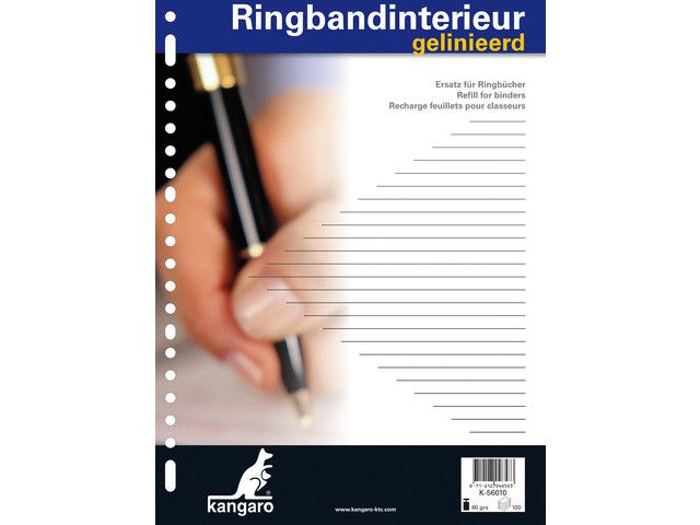 Ringbandinterieur Kangaro 23R Gelinieerd met Voorlijn 100 Vel