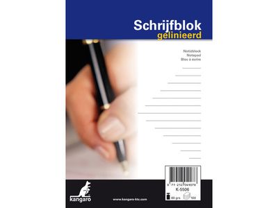 Schrijfblok Kangaro A6 Lijn 60 grs 100 Blad