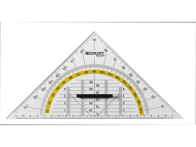 Geodriehoek Westcott 22cm met Greep  Polybag