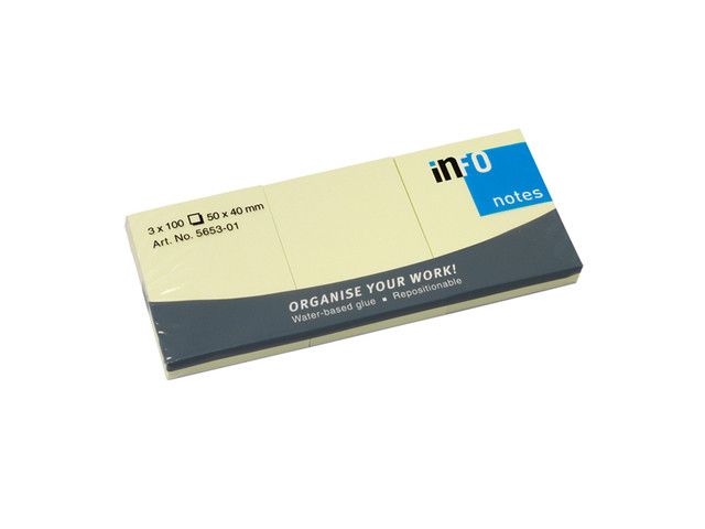 Info Notes 3x 50x40mm Geel (3 bloks à 100 vel)