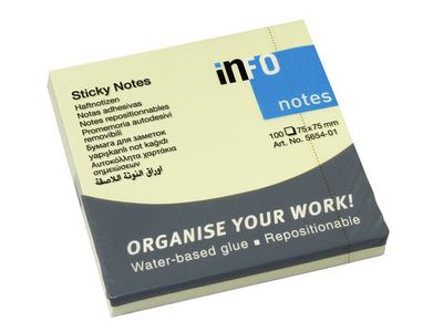 Info Notes 75x75mm Geel (Blok à 100 vel)