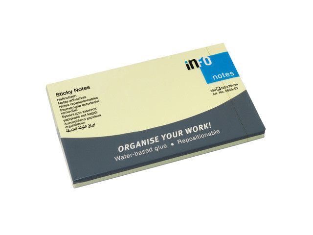 Info Notes 125x75mm Geel (Blok à 100 vel)