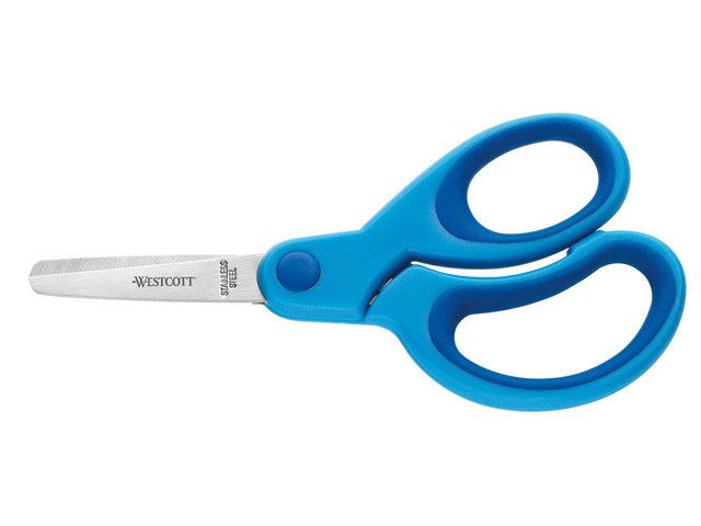 Schaar Westcott Kids 13cm  Softgrip  Ronde Punt Blauw