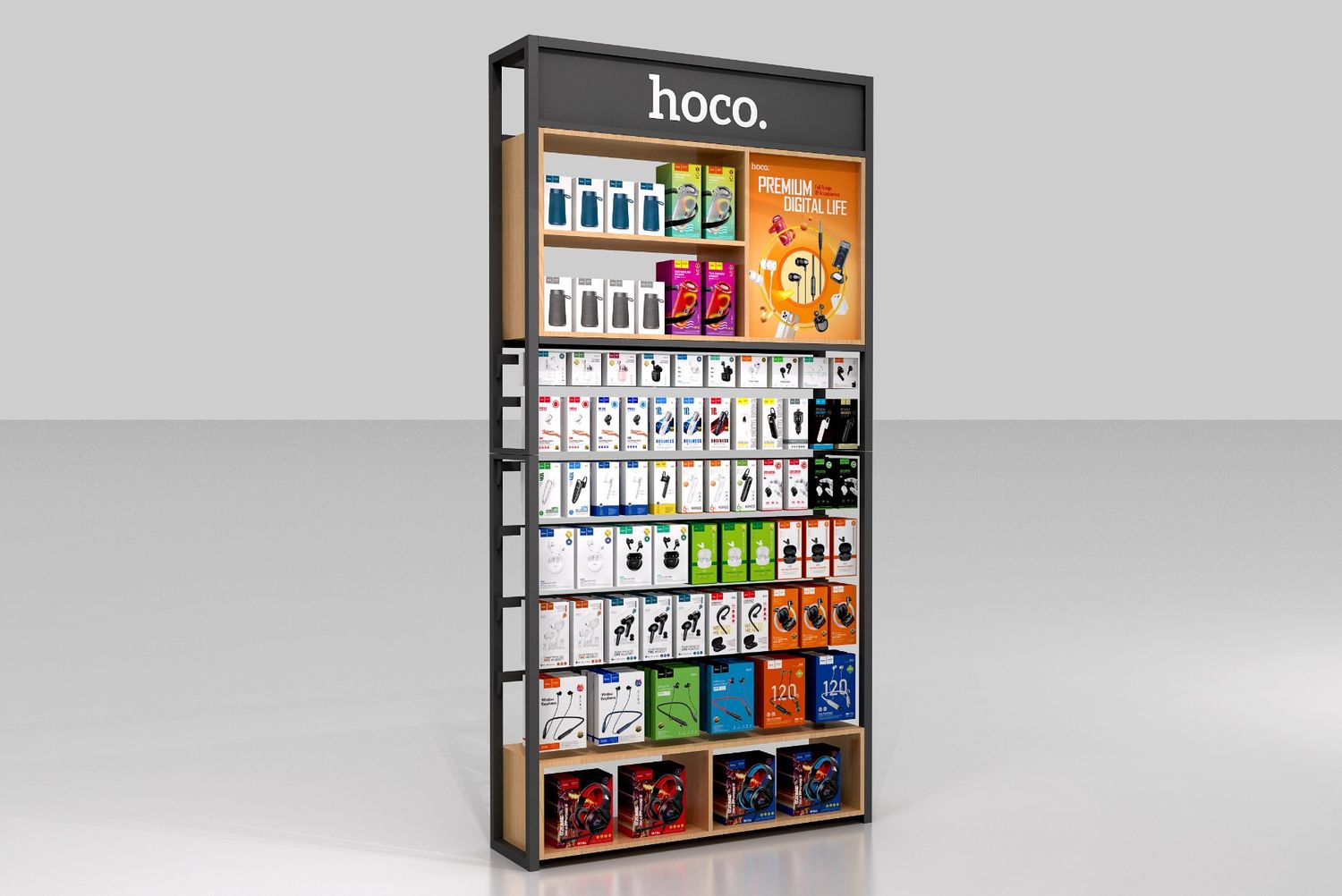 Hoco A1 stelling L120cm - D30cm - H240cm + 75 haken