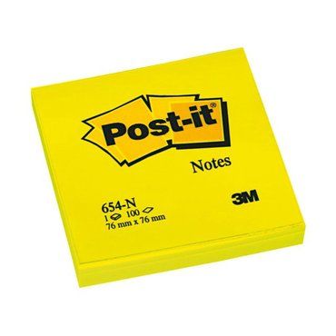 3M Post-it Memoblok 76x76mm  Neon Geel  6 Stuks