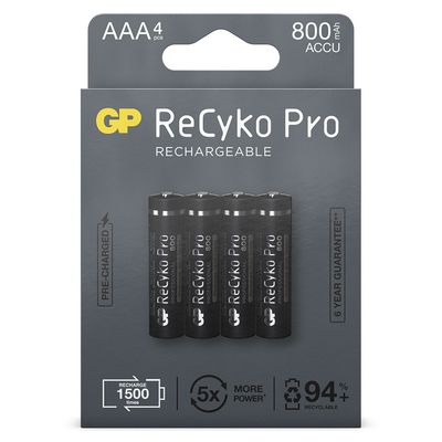 GP ReCyko+ Oplaadbare AAA Micro Batterijen 800mAh (4-pack)