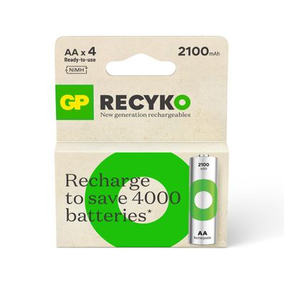 GP NiMH ReCyko+ AA Batterijen 2100mAh (4-pack)