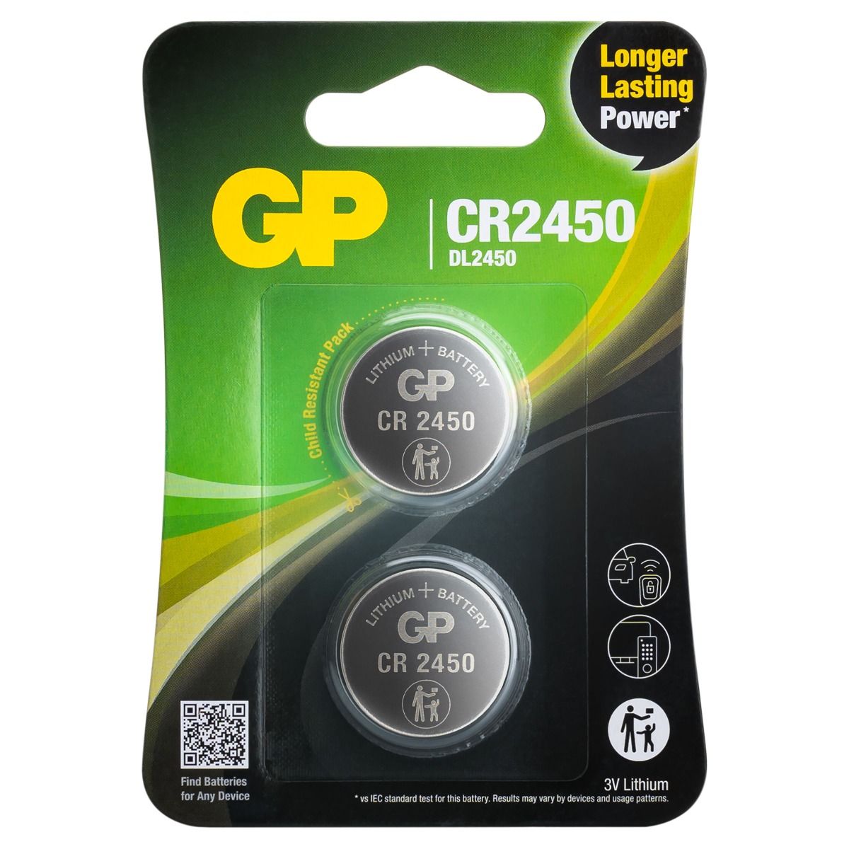 GP Lithium CR2450 Knoopcel Batterijen (2-pack)