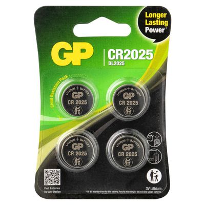GP Lithium CR2025 Knoopcel Batterijen (4-pack)