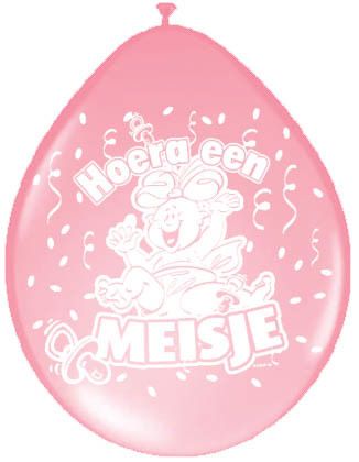 Geboorte Ballonnen Hoera een Meisje - 8 stuks
