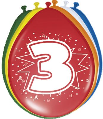 3 Jaar Ballonnen - 8 stuks