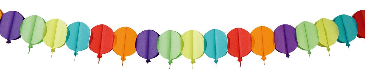 Slinger papier ballon meerkleurig - 6 meter
