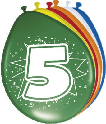 5 Jaar Ballonnen - 8 stuks