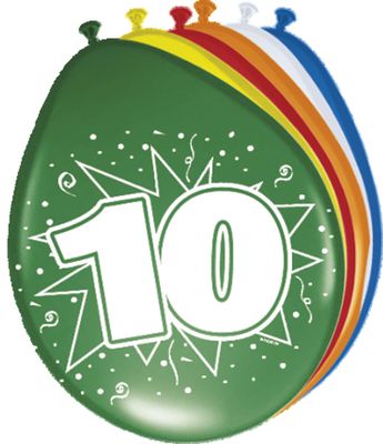 10 Jaar Ballonnen - 8 stuks