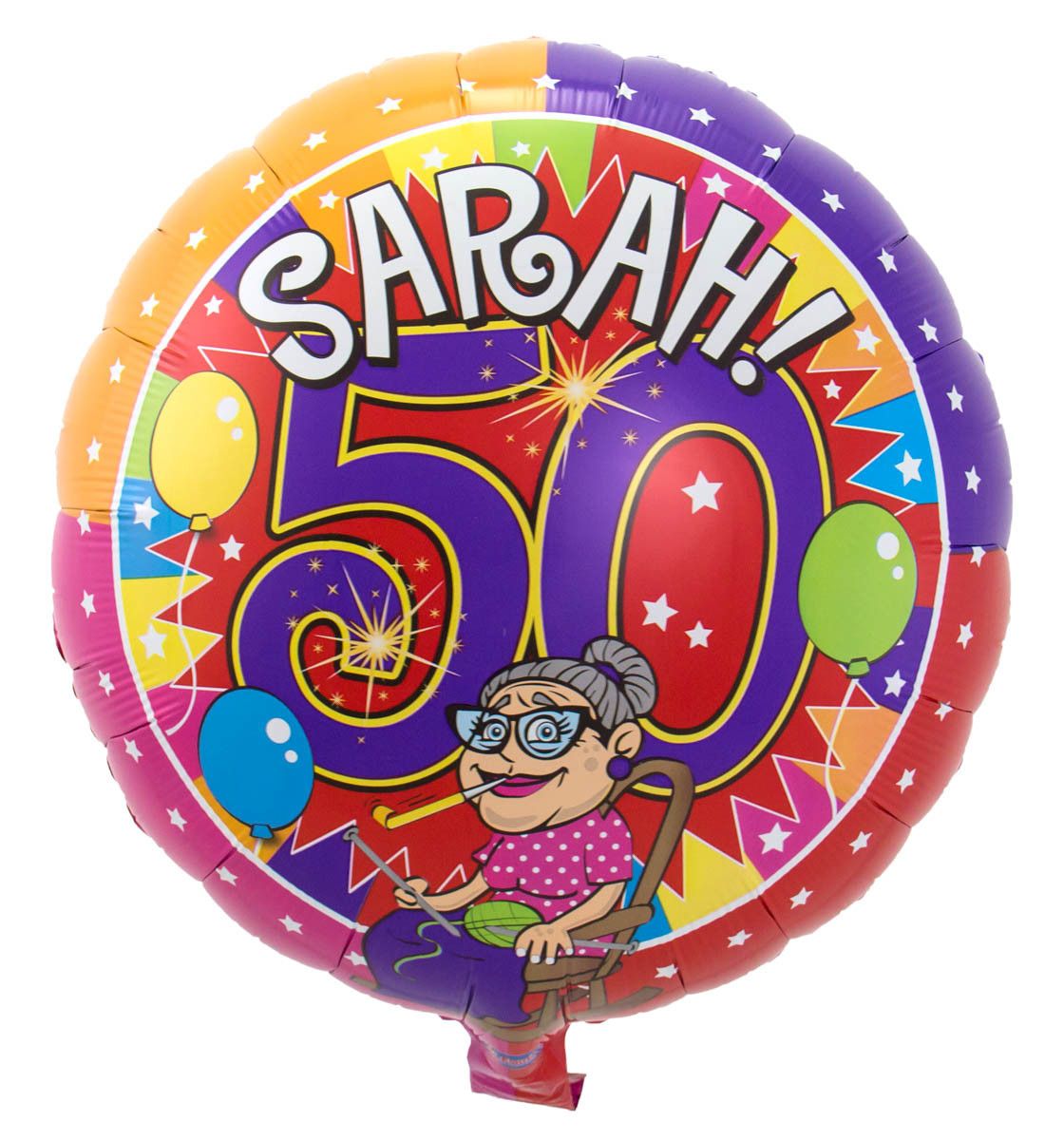 Sarah 50 jaar Knalfeest folieballon - 43cm