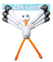 Opblaas Ooievaar Jongen / Meisje - 75 cm