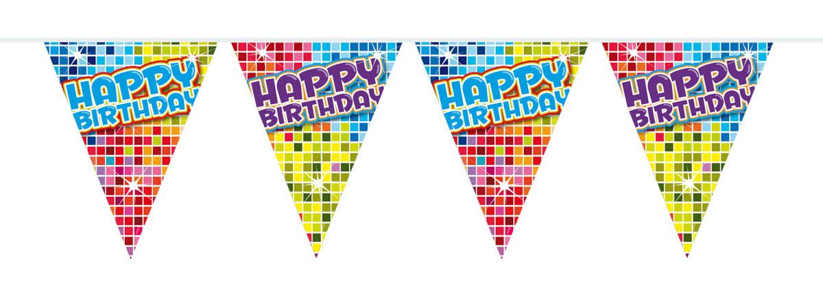 Vlaggenlijn Happy Birthday Blocks - 6 meter