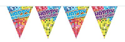 Mini vlaggenlijn blocks Happy Birthday - 3 meter