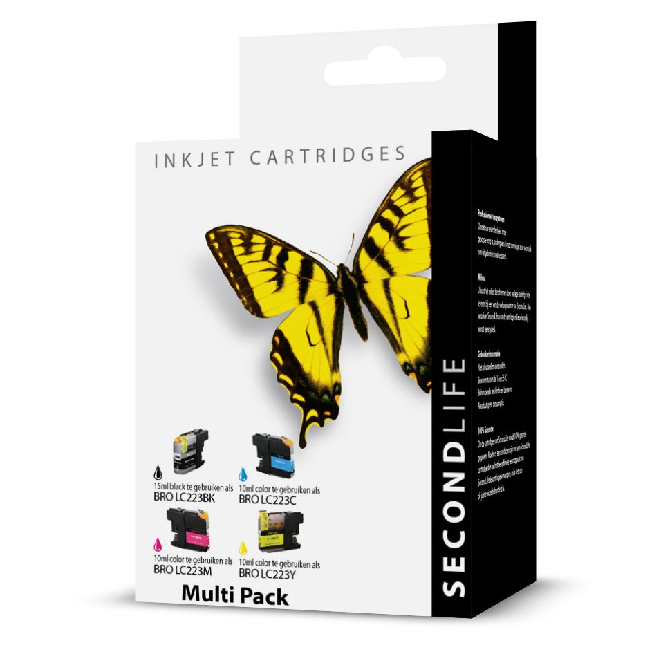 SecondLife - Multipack Brother LC 221 / 223 BK  C  M en Y