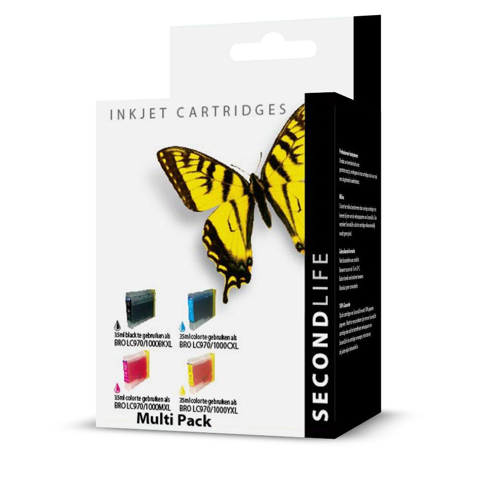 SecondLife - Multipack Brother LC 970/1000 BK  C  M en Y
