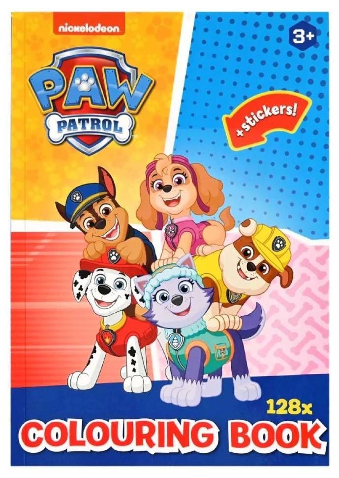 Paw Patrol kleurboek – 128 pagina&#39;s - met stickers - blauwe versie