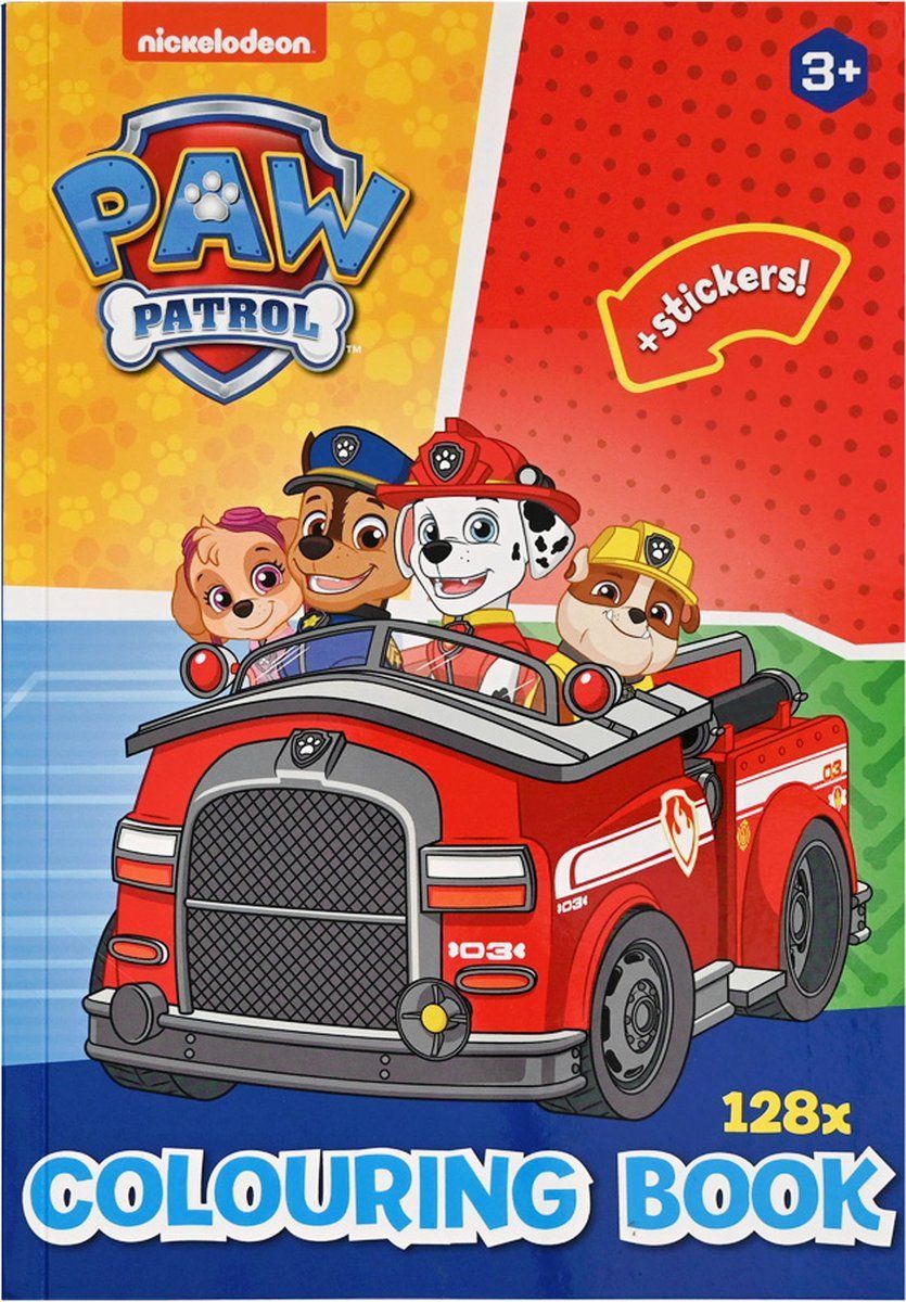 Paw Patrol kleurboek – 128 pagina&#39;s - met stickers - rode versie