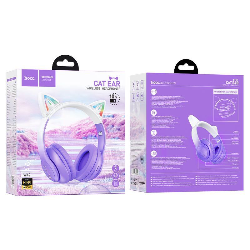 Hoco Bluetooth Hoofdtelefoon voor Kinderen - Paars