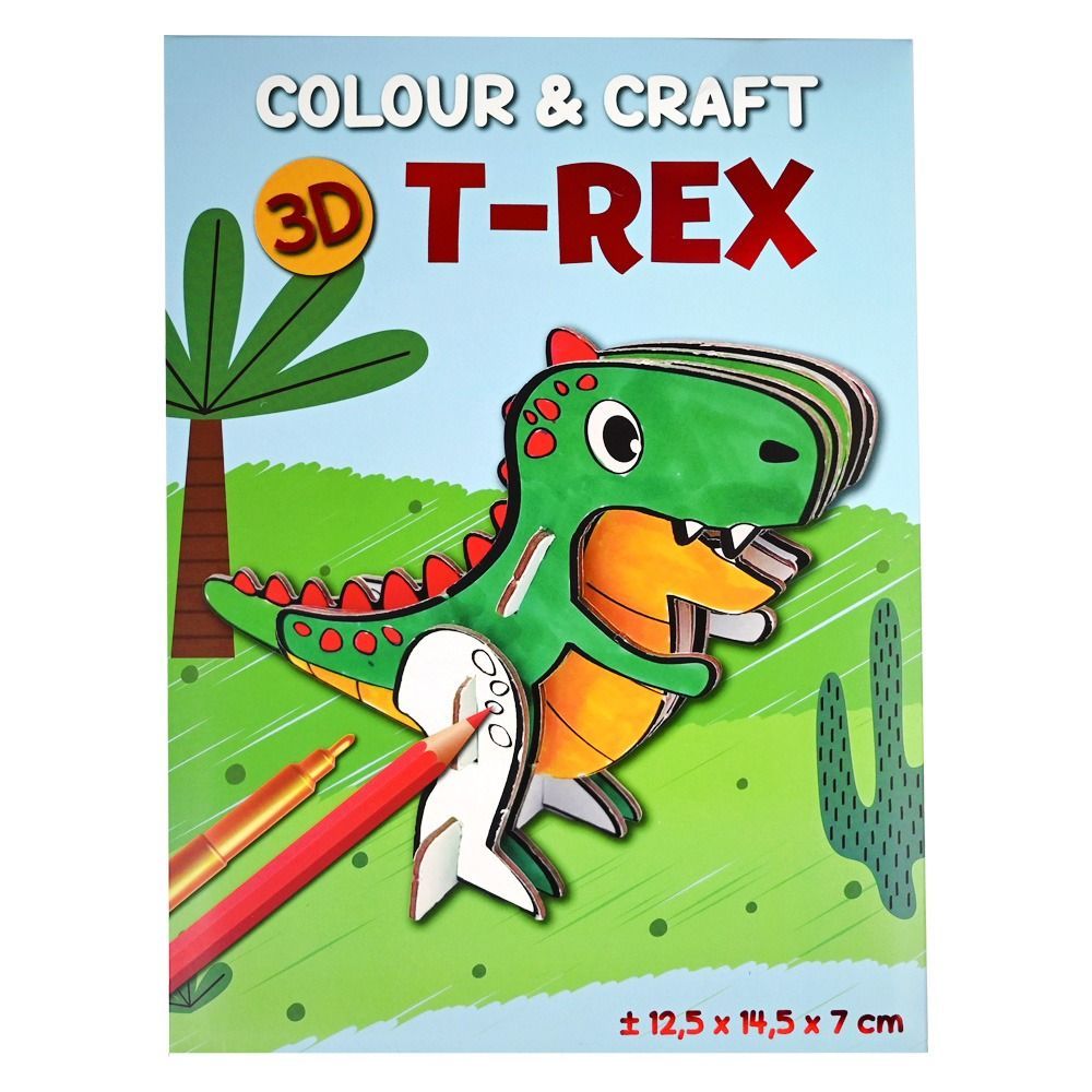 Kleur en knutsel je eigen 3D dier - T-rex