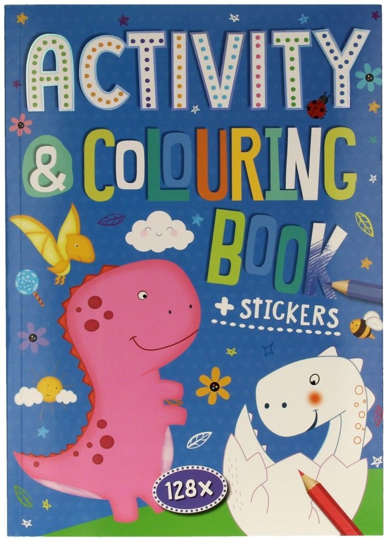 Kleur- en activiteitenboek - Dino&#39;s - 128 pagina&#39;s - met stickers