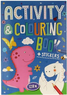Kleur- en activiteitenboek - Dino&#39;s - 128 pagina&#39;s - met stickers