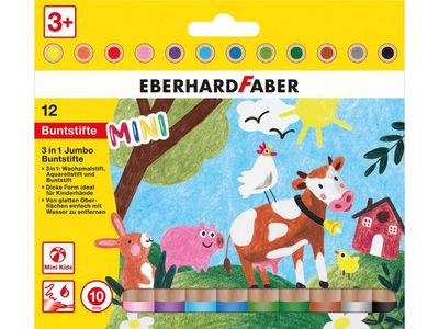 Eberhard Faber Kleurpotlood 3in1, 12 stuks met Extra Dikke Kern (10mm)