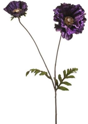 Poppy velvet spray x2 purple 78cm