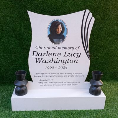 Black/white rose shape granite headstone