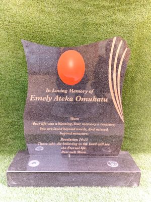 Black rose shape granite headstone